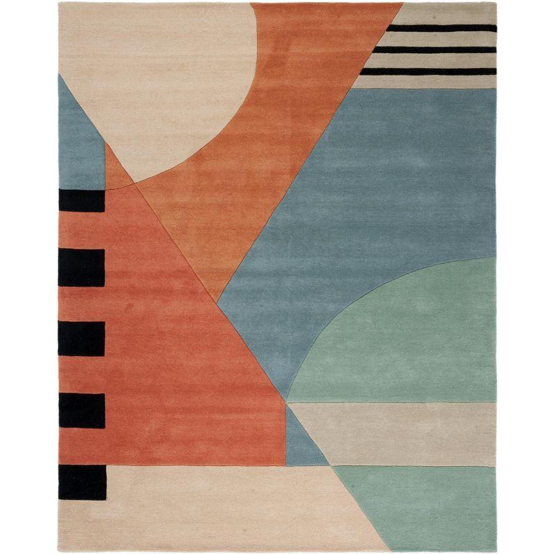 Hand-Tufted Blue Wool Rectangular Area Rug - 7'6" x 9'6"