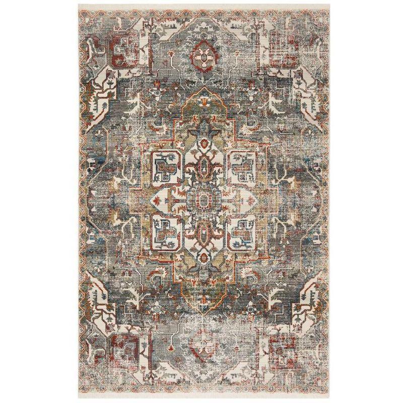 Reversible Easy Care Gray Synthetic 5' x 7' Area Rug