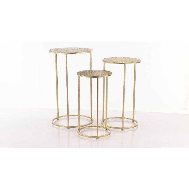 Gold Round Metal Glam Accent Table Set of 3