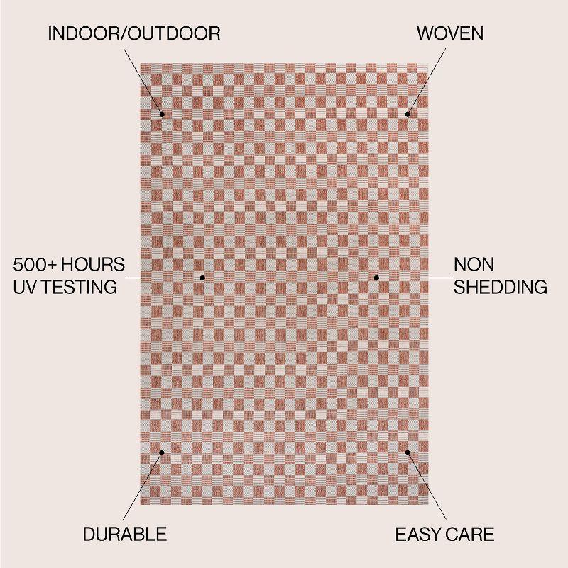 Aimee Traditional Cottage Checkerboard Salmon/Cream 3 ft. x 5 ft. Indoor/Outdoor Area Rug