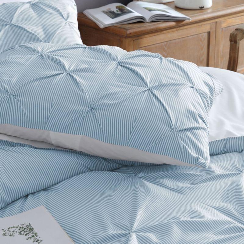 Swift Home | Striped Pintuck 2-Piece Comforter Set Rose Twin/Twin XL