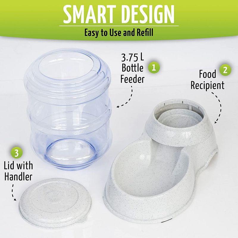 Zone Tech Automatic Pet Feeder and Waterer Dispenser - Durable Self-Dispensing Gravity Pet Food Bowl- 1 Gallon Feeder and 3.7 Liters Pet Waterer