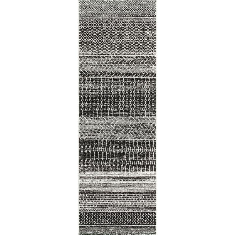 Nuloom Nova Striped 2x14 Runner Indoor Area Rug for Living Room Bedroom Dining Room Entryway Hallway Kitchen, Dark Grey/Ivory
