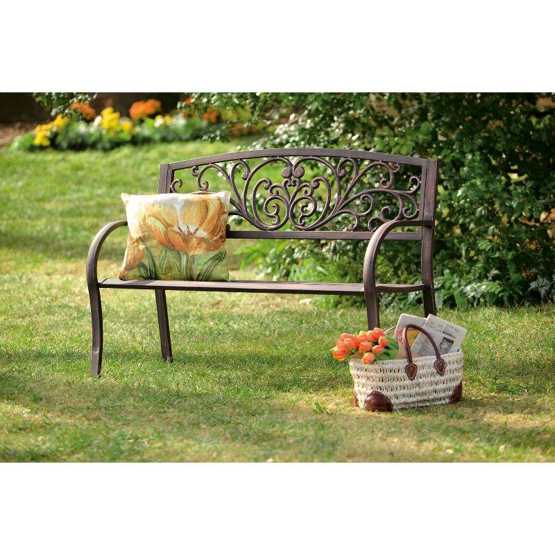 Evergreen Blooming Garden Metal Bench