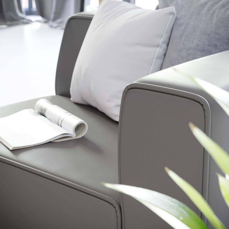 Mingle Vegan Leather Right Armchair Gray - Modway: Contemporary Modular Lounge Furniture, No Assembly Required
