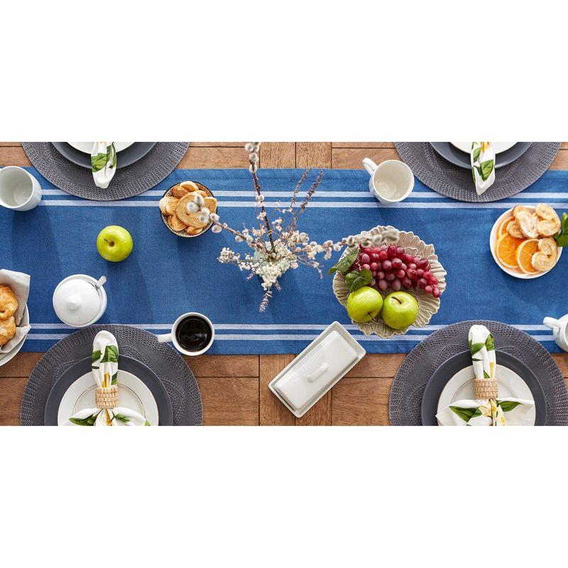 Design Imports  French Stripe Table Runner, Blue Chambray, 14X108"