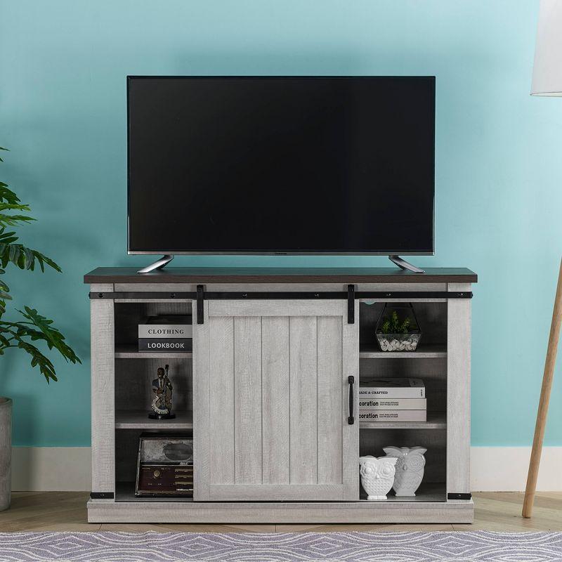 TV Stand for TVs up to 52" Saw Cut Off White - Home Essentials: Entertainment Center with Storage, Cable Management