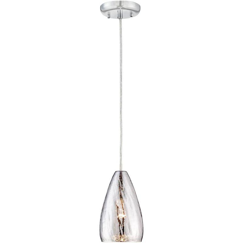 Chrome Mini Pendant with Crackle Glass Shade