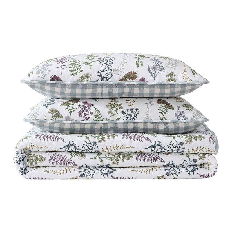 Eddie Bauer Eddie Bauer Flower Field Cotton Reversible Green Quilt Set