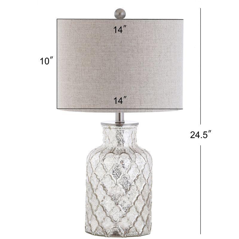 Antiqued Mercury Silver Quatrefoil Glass Table Lamp Set