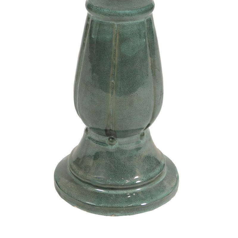 Lark Manor™ Aubriela Freestanding Ceramic Outdoor Bird Bath, UV-Resistant Green Mist Finish