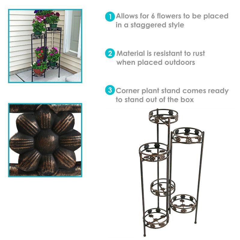 Sunnydaze Indoor/Outdoor Metal Folding Decorative 6-Tiered Potted Flower Plant Stand Display - 45" - Bronze