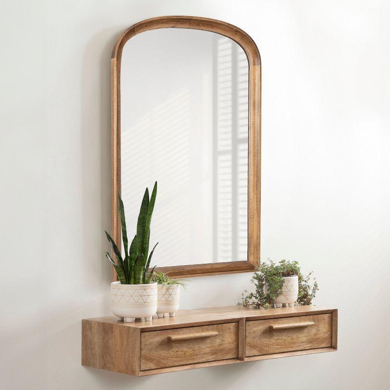 24"x36" Hatherleigh Basket Arch Wall Mirror Rustic Brown - Kate & Laurel All Things Decor: Modern Farmhouse Design, No Assembly Required