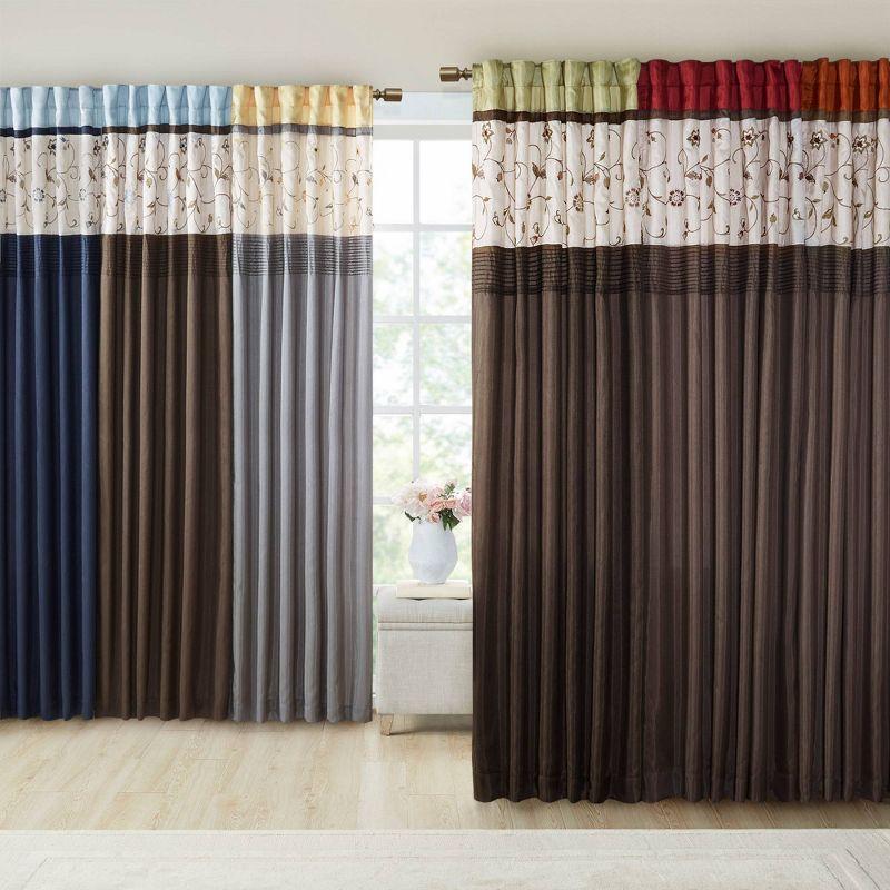 Madison Park Serene Embroidered Single Curtain Panel