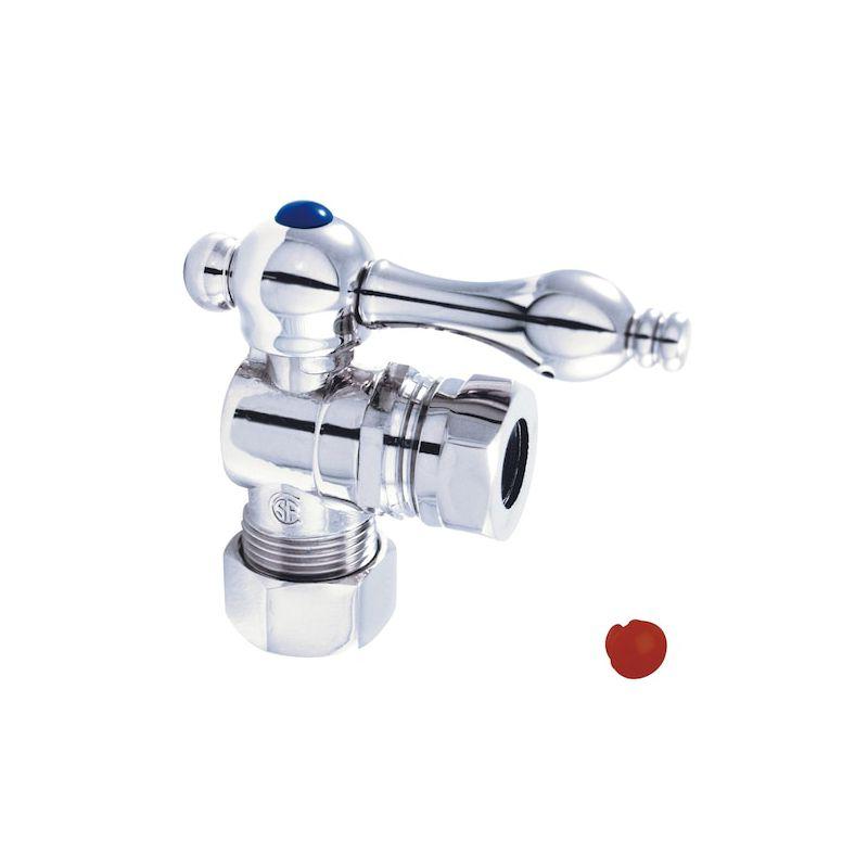 Kingston Brass Vintage 5/8-Inch OD Comp x 1/2 or 7/16-Inch Slip Joint Quarter-Turn Angle Stop Valve