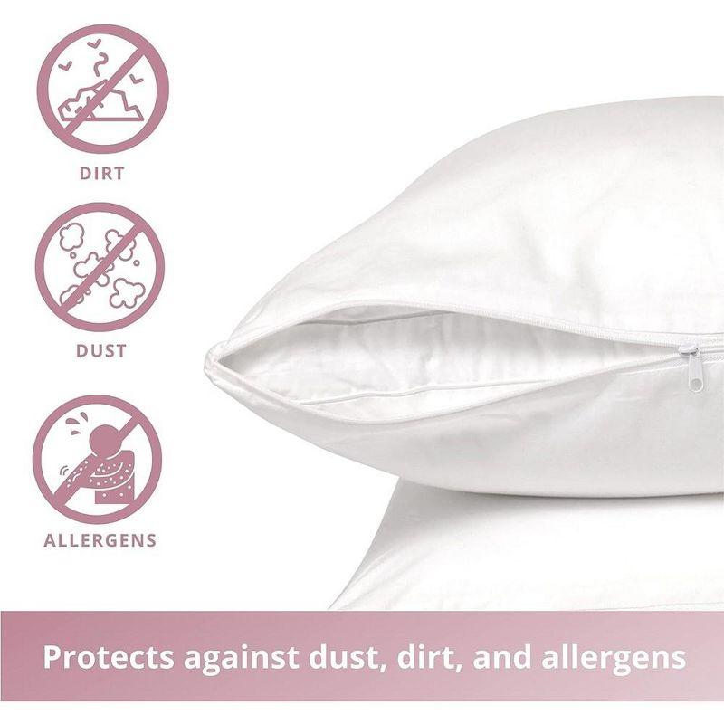 Circles Home 100% Cotton Breathable King Pillow Protector with Zipper – (4 pack)
