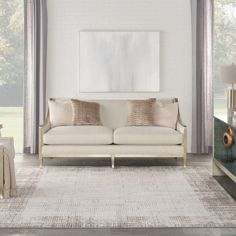 Elation Gray and Ivory Abstract Rectangular 7' x 10' Area Rug