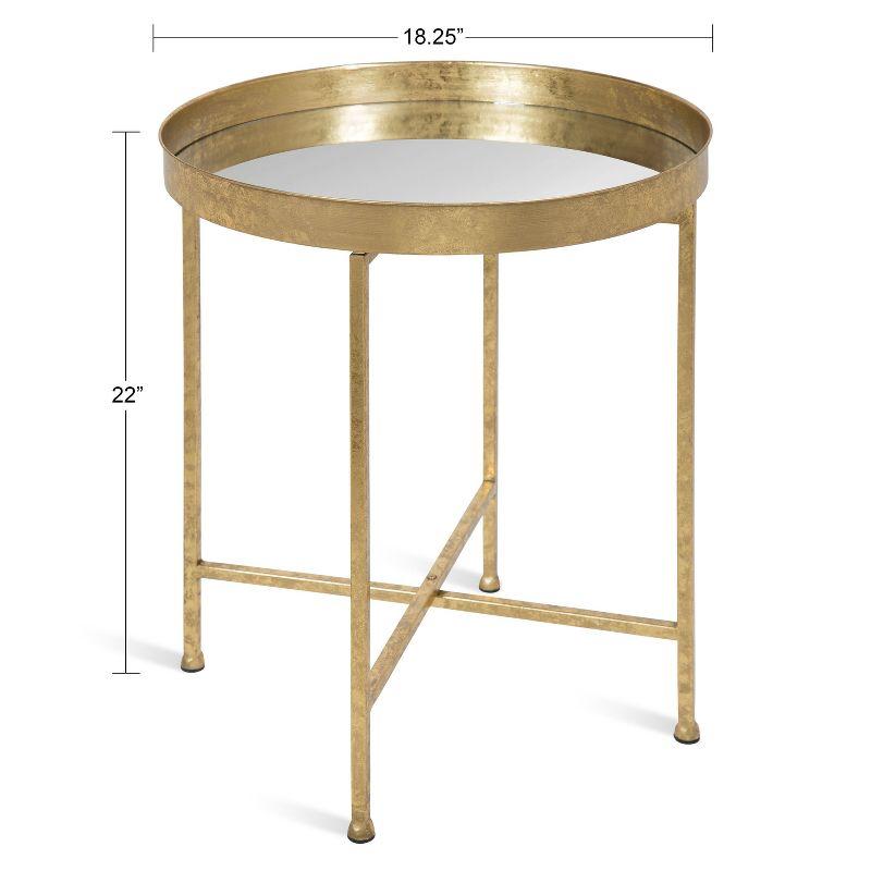 Kate and Laurel Celia Round Metal Side Table, 18.25x18.25x22, Gold and Mirror