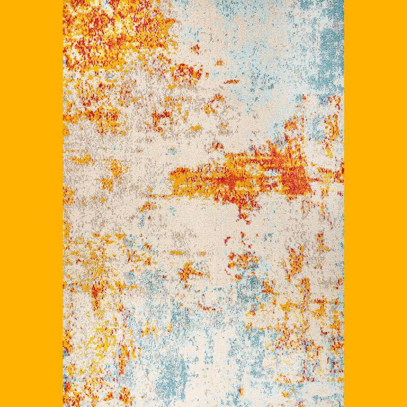 Abstract Orange/Blue/Cream Area Rug