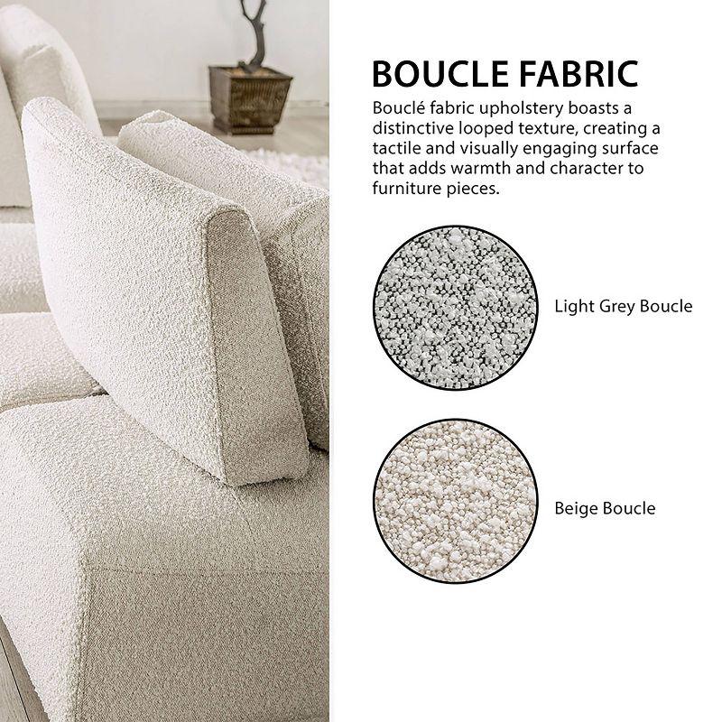 HOMES: Inside + Out Povoa Modern Modular Armless Chair Boucle with Extendable Backrest Light Gray
