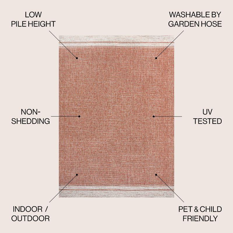 Salmon and Cream Synthetic Reversible Indoor/Outdoor Rug 3x5