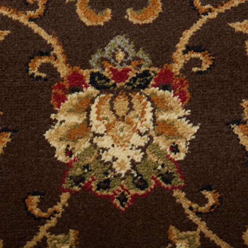 Brown Ivory Traditional Ornate Damask Runner Rug