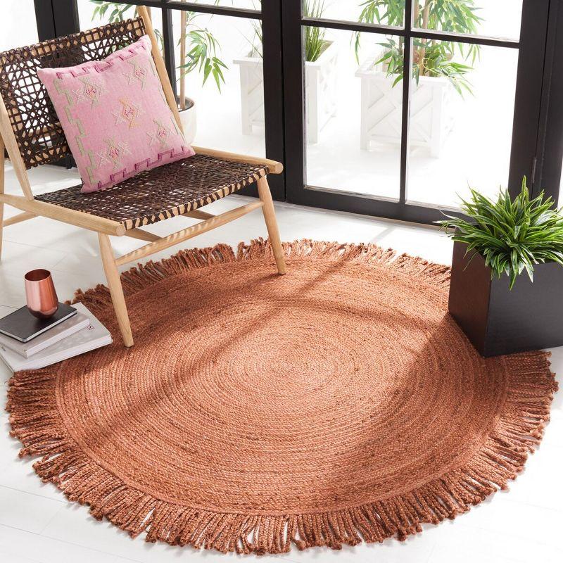 Braided BRD259 Hand Braided Area Rug - Rust - 5' round - Safavieh.