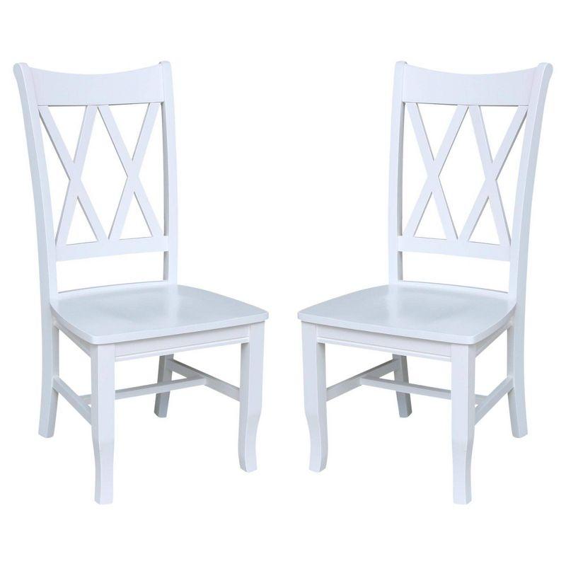 White High Cross Back Wood Side Chair Set