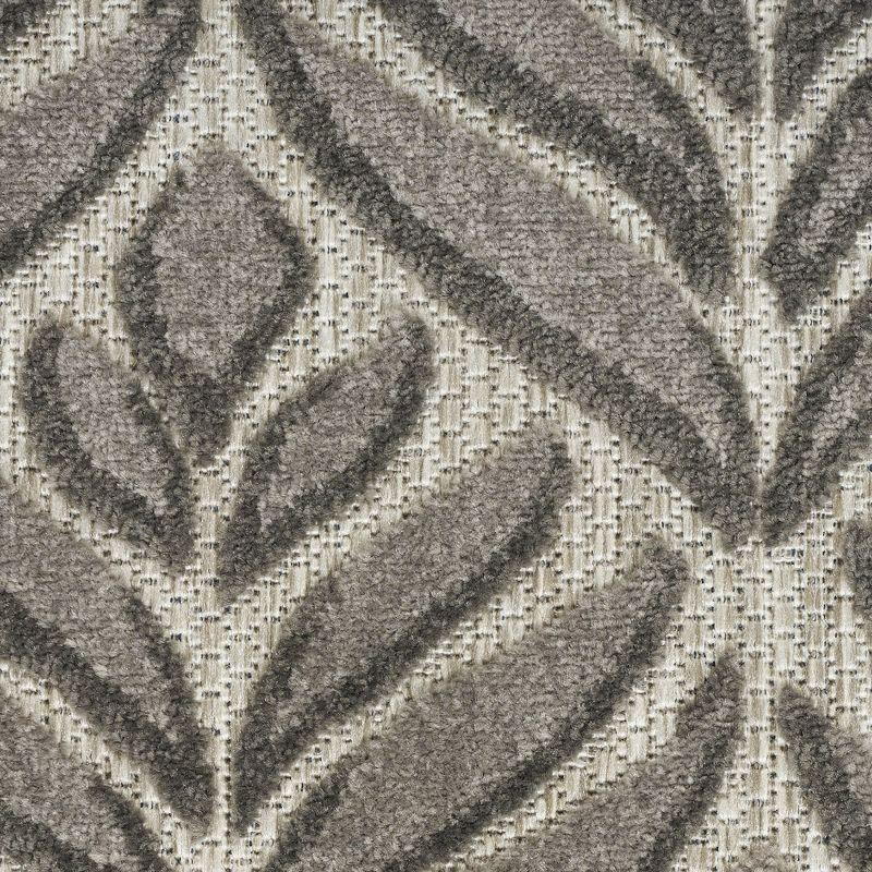Nourison Aloha Tropical Palm Flatweave High-Low Indoor Outdoor Area Rug Charcoal 2'8" x 4'