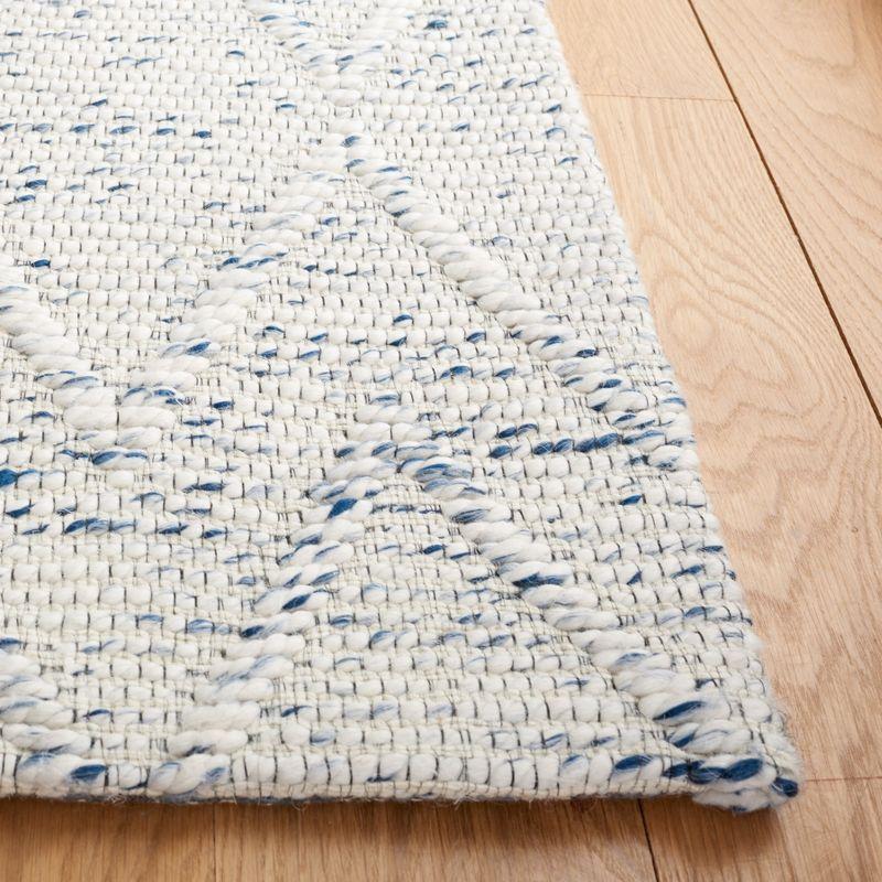 Handwoven Blue and Ivory Square Cotton Rug, 6' Flat Woven