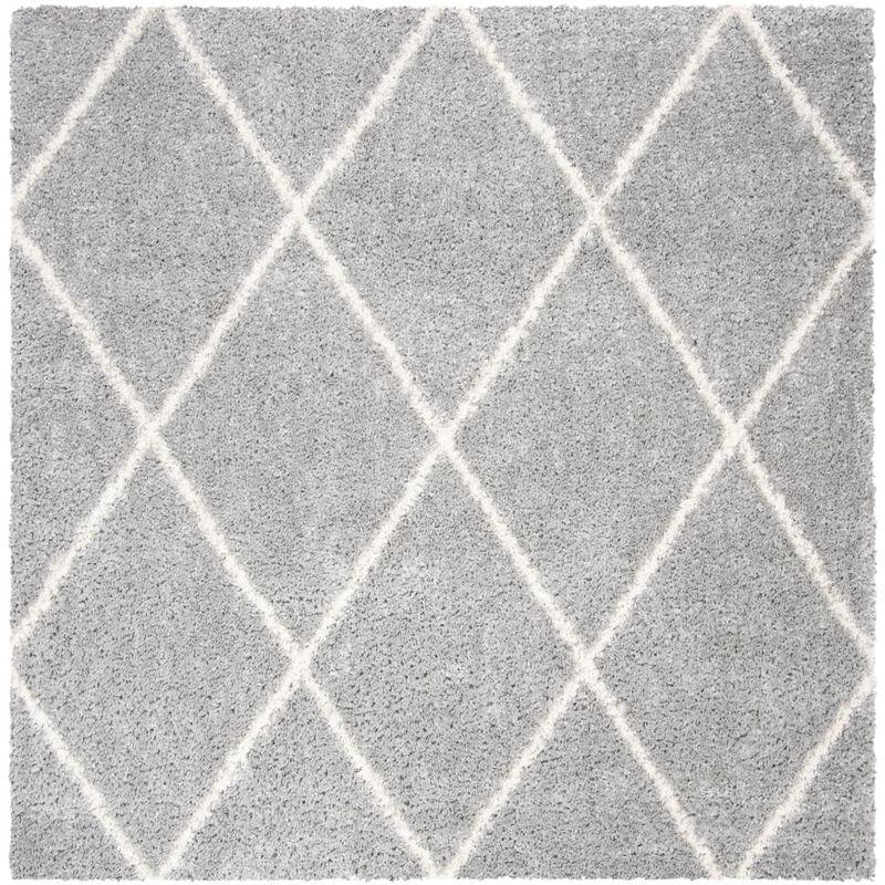 Parma Shag PMA515 Power Loomed Indoor Area Rug - 5'3"x5'3" - Grey/Cream - Safavieh