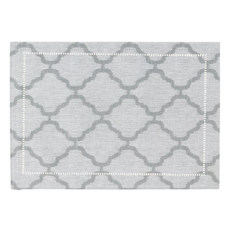 Gray Fabric Laser-Cut Hemstitch Placemats Set of 4