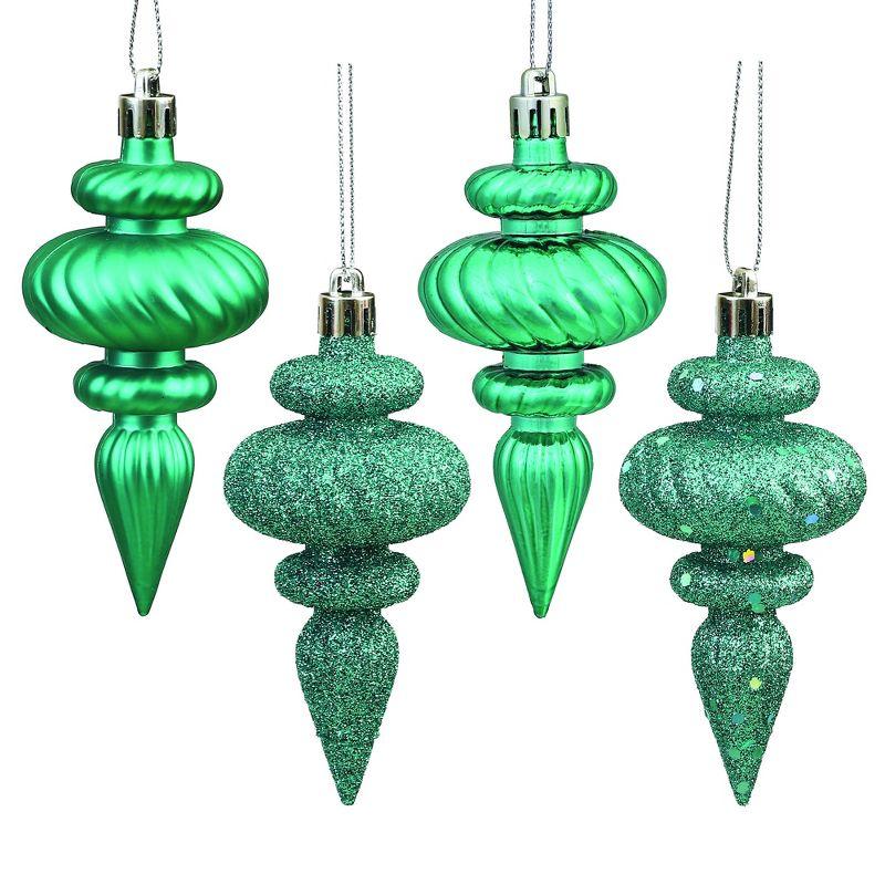 Teal Shatterproof Plastic Finial Christmas Ornaments Set