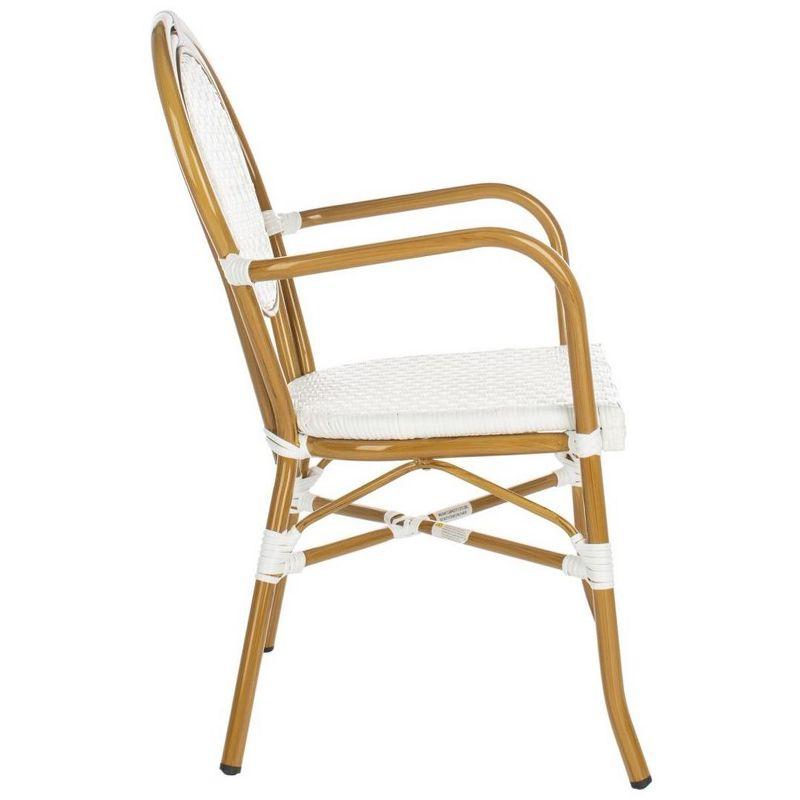 Rosen White and Tan Wicker Bistro Arm Chair Set