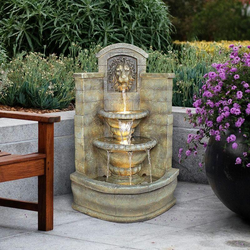 Astoria Grand Saint Remy Lion Corner Fountain with LED Lights