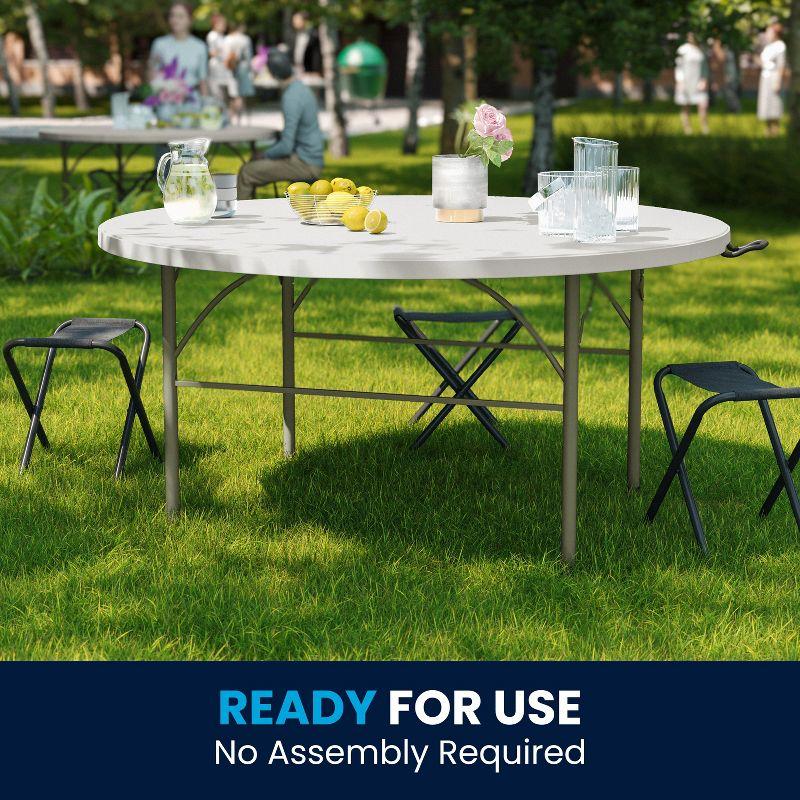 Noah Round Bi-Fold Plastic Folding Event Table with Carrying Handle