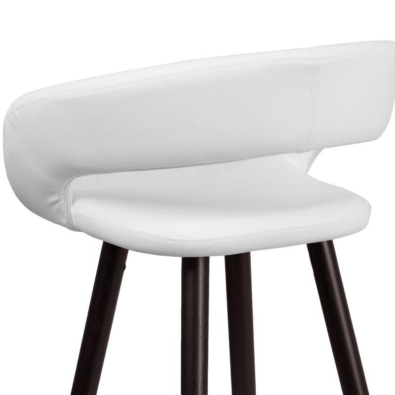 Cappuccino Wood Frame 24'' High Counter Stool in White Vinyl