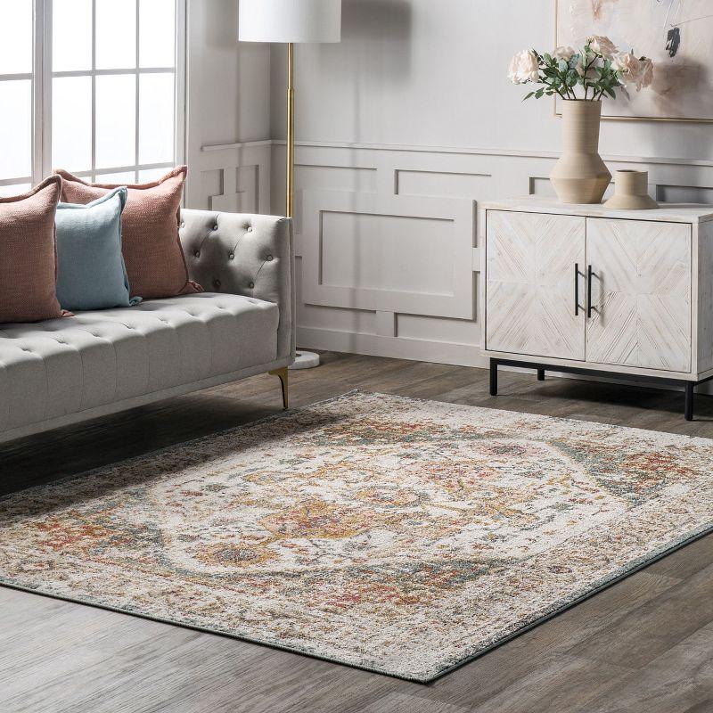 Justine Vintage Medallion 10' x 14' Beige Synthetic Area Rug