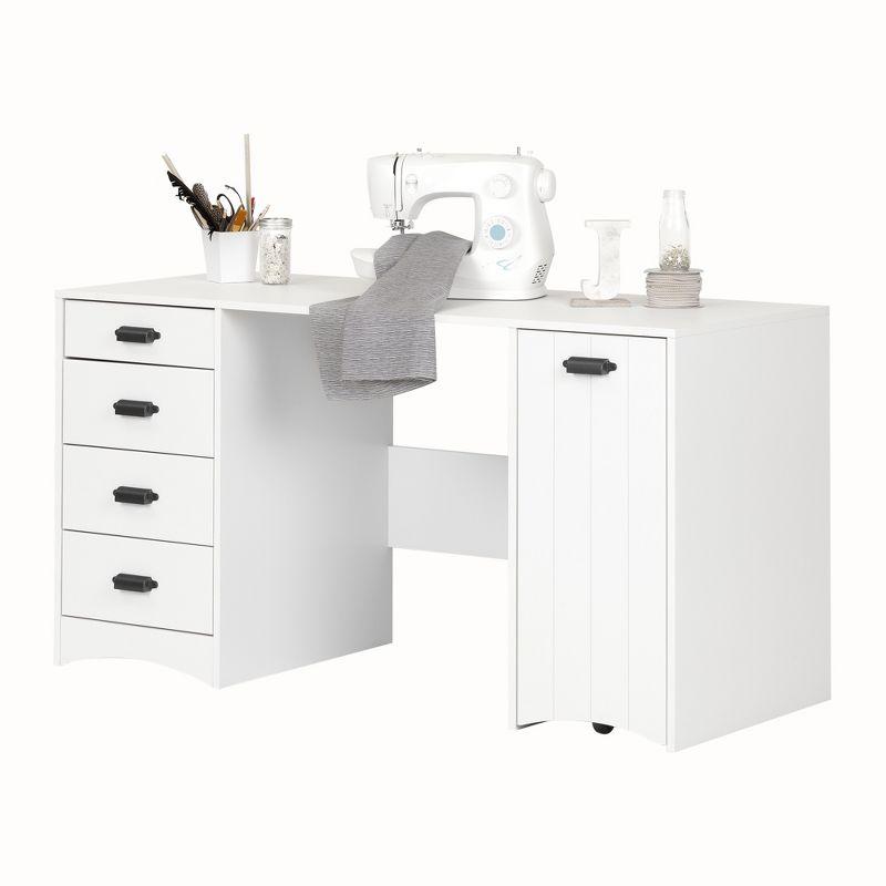 Artwork Sewing Craft Table with Storage Pure White - South Shore