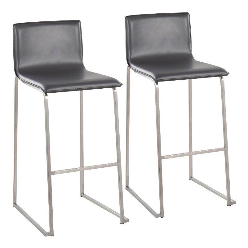 Set of 2 Mara Upholstered Barstools Stainless Steel Gray - Lumisource