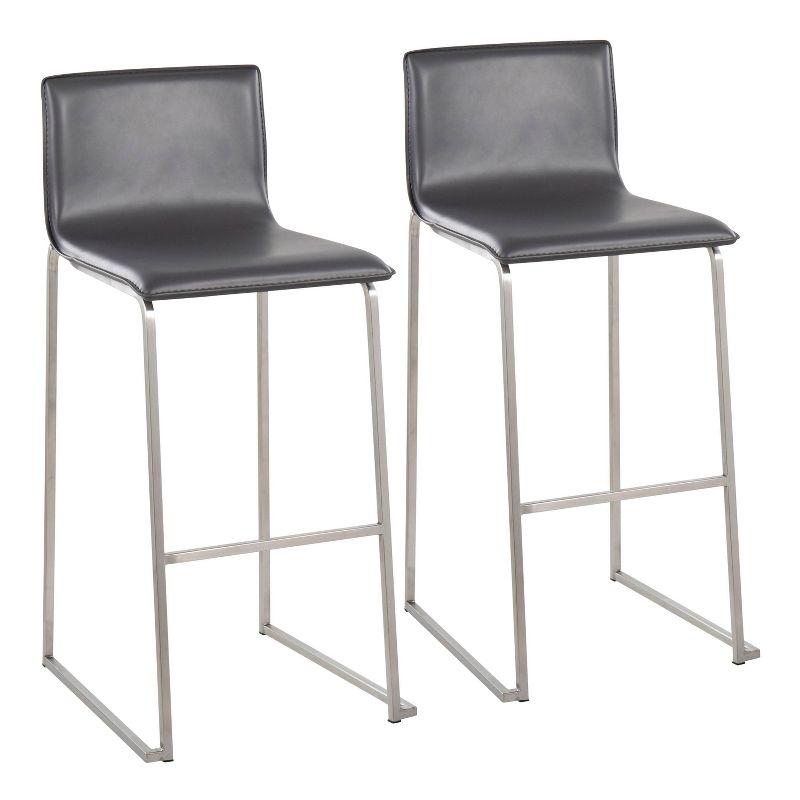 Set of 2 Mara Upholstered Barstools Stainless Steel - Lumisource