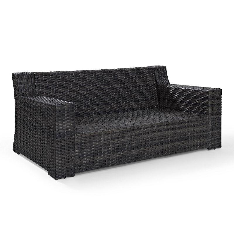 Beaufort Outdoor Wicker Loveseat - Mist - Crosley: Powder-Coated Steel Frame, UV-Resistant, with Foam Cushions