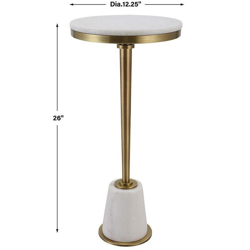 Uttermost Edifice White Marble Drink Table