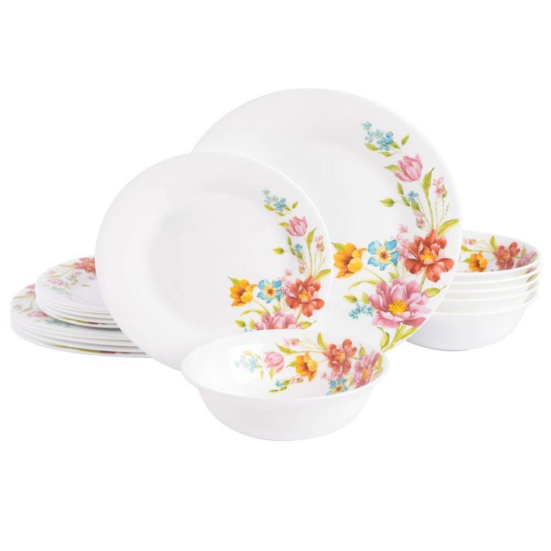 Gibson Gibson Home Ultra Break Resistant 18 Piece Dinnerware Set, Red Flora
