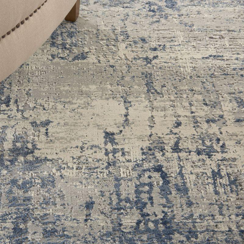 Nourison Rustic Textures Abstract Indoor Area Rug Ivory Blue 5'3" x 7'3"