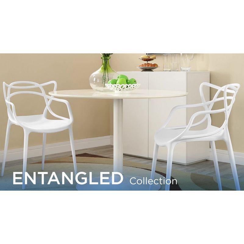 Modway Entangled Dining Armchair White : Modern Plastic, No Assembly, Spot Clean, 330lb Capacity