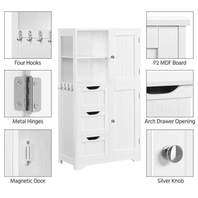 Yaheetech 42" Bathroom Storage Cabinet Floor Cabinet with 3 Drawers, White