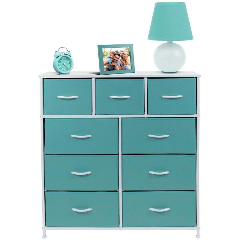 Sorbus Dresser with 9 Drawers - Furniture Storage Chest Tower Unit for Bedroom, Closet, etc - Steel Frame, Wood Top, Fabric Bins