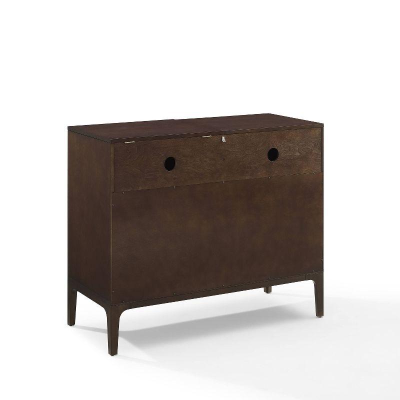 Asher Record Storage Media Console Dark Brown - Crosley: Sliding Doors, Adjustable Shelving, Vinyl Organizer