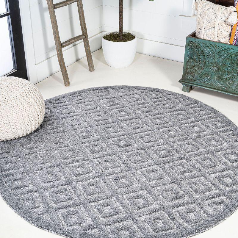 Portmany Neutral Diamond Trellis Indoor/Outdoor Area Rug - JONATHAN Y